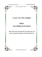 Chuyên đề Thực trạng và giải pháp đối với tín dụng trung và dài hạn tại chi nhánh ngân hàng nông nghiệp và phát triển nông thôn Đông Hà Nội