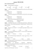 Trắc nghiệm ôn thi đại học môn Vật lý - CON LẮC ĐƠN, Chu kì – tần số của con lắc đơn potx