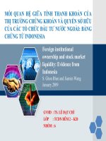 QUAN HỆ GIỮA THANH KHOẢN VÀ SỞ HỮU CỦA TỔ CHỨC NƯỚC NGOÀI