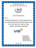 đánh giá hiệu quả và mức độ hài lòng của khách hàng đối với hoạt động cho vay ngắn hạn của vib cần thơ – phòng giao dịch ninh kiều