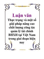 Luận văn Thực trạng và một số giải pháp nâng cao chất lượng công tác quản lý tài chính BHXH tại Việt Nam trong giai đoạn hiện nay