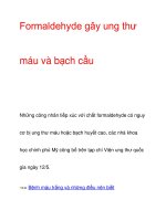 Formaldehyde gây ung thư máu và bạch cầu doc