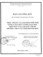 thực trạng và giải pháp đổi mới, nâng cao chất lượng dạy học môn ngữ văn, lịch sử lớp 8,9 trường thcs tại tỉnh khánh hòa