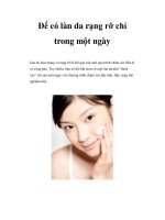 Để có làn da rạng rỡ chỉ trong một ngày docx