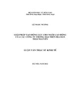 giải pháp tạo động lực cho người lao động của các công ty thương mại trên địa bàn thái nguyên