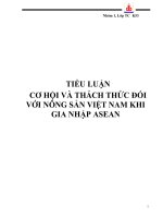 Cơ hội và thách thức về nông sản của Việt Nam khi ra nhập ASEAN ppsx