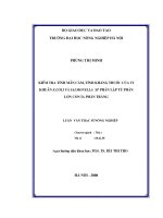 Kiểm tra tính mẫn cảm, tính kháng thuốc của vi khuẩn E.COLI và SAMONELLA SP phân lập từ phân lợn con ỉa phân trắng