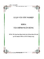 Luận văn Mở rộng hoạt động thanh toán không dùng tiền mặt tại chi nhánh NHNo và PTNT Thăng Long