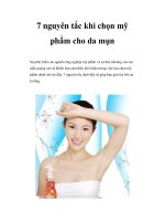 7 nguyên tắc khi chọn mỹ phẩm cho da mụn ppt