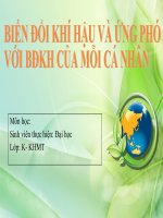 BIẾN ĐỔI KHÍ HẬU VÀ ỨNG PHÓ  VỚI BĐKH CỦA MỖI CÁ NHÂN