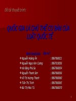 Đề tài thuyết trình: QUỐC GIA LÀ CHỦ THỂ CƠ BẢN CỦA LUẬT QUỐC TẾ