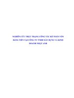 NGHIÊN CỨU THỰC TRẠNG CÔNG TÁC KẾ TOÁN VỐN BẰNG TIỀN TẠI CÔNG TY TNHH XÂY DỰNG VÀ KINH DOANH NHẬT ANH