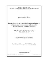 Ảnh hưởng của đô thị hoá đến hiệu quả kinh tế sử dụng đất nông nghiệp trên địa bàn huyện đồng hỷ, tỉnh thái nguyên