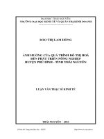 Ảnh hưởng của đô thị hoá đến phát triển nông nghiệp huyện phú bình tỉnh thái nguyên