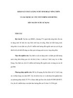 KHẢO SÁT CHẤT LƯỢNG NƯỚC SINH HOẠT NÔNG THÔN VÀ XÁC ĐỊNH CÁC YẾU TỐ Ô NHIỄM ẢNH HƯỞNG ĐẾN NGUỒN NƯỚC SỬ DỤNG ppsx