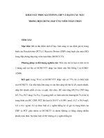 KHẢO SÁT PROCALCITONIN, CRP VÀ BẠCH CẦU MÁU TRONG HỘI CHỨNG ĐÁP ỨNG VIÊM TOÀN THÂN pptx