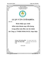 Hoàn thiện quy trình kiểm toán khoản mục tiền lương trong kiểm toán báo cáo tài chính do công ty TNHH IMMANUEL thực hiện