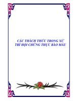 CÁC THÁCH THỨC TRONG XỬ TRÍ HỘI CHỨNG THỰC BÀO MÁU ppt