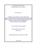 nghiên cứu tác động của việc thực hiện chính sách bồi thường giải phóng mặt bằng đến đời sống và việc làm của người dân khi bị nhà nước thu hồi đất