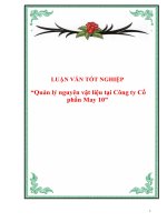 Báo cáo thực tập “Quản lý nguyên vật liệu tại Công ty Cổ phần May 10” ppt