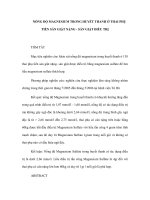 NỒNG ĐỘ MAGNESIUM TRONG HUYẾT THANH Ở THAI PHỤ TIỀN SẢN GIẬT NẶNG - SẢN GIẬT ĐIỀU TRỊ docx