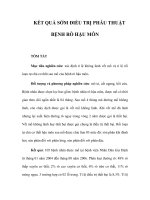 KẾT QUẢ SỚM ĐIỀU TRỊ PHẪU THUẬT BỆNH RÒ HẬU MÔN pot