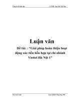 Luận văn: “Giải pháp hoàn thiện hoạt động xúc tiến hỗn hợp tại chi nhánh Viettel Hà Nội 1” docx