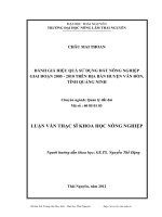 đánh giá hiệu quả sử dụng đất nông nghiệp giai đoạn 2005 - 2010 trên địa bàn huyện vân đồn, tỉnh quảng ninh