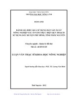 đánh giá hiệu quả sử dụng đất sản xuất nông nghiệp sau 10 năm thực hiện quy hoạch sử dụng đất huyện phú bình, tỉnh thái nguyên