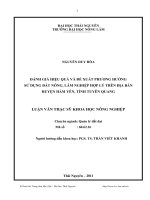 đánh giá hiệu quả và đề xuất phương hướng sử dụng đất nông, lâm nghiệp hợp lý trên địa bàn huyện hàm yên, tỉnh tuyên quang