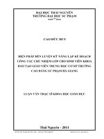 biện pháp rèn luyện kỹ năng lập kế hoạch công tác chủ nhiệm lớp cho sinh viên khoa đào tạo giáo viên trung học cơ sở trường cao đẳng sư phạm hà giang