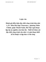 đánh giá điều kiện địa chất công trình khu nhà a, b - khu liên hợp vinaconex, phường nhân chính, quận thanh xuân, hà nội