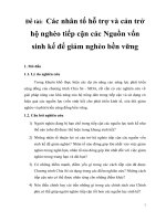 Các nhân tố hỗ trợ và cản trở hộ nghèo tiếp cận các nguồn vốn sinh kế để giảm nghèo bền vững