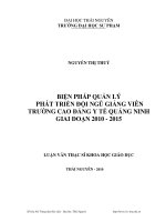 biện pháp quản lý phát triển đội ngũ giảng viên trường cao đẳng y tế tỉnh quảng ninh (2010-2015)