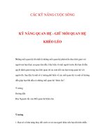 CÁC KỸ NĂNG CUỘC SỐNG - KỸ NĂNG QUAN HỆ - GIỮ MỐI QUAN HỆ KHÉO LÉO docx