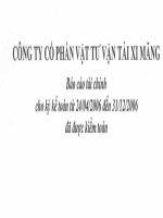 công ty cổ phần vicem vật tư vận tải xi măng báo cáo tài chính cho kì kế toán từ 24 tháng 4 năm 2006 đến 31 tháng 12 năm 2006 đã được soát xét