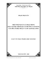 biện pháp quản lý hoạt động đào tạo hệ chính quy ở trường cao đẳng văn hóa nghệ thuật và du lịch hạ long