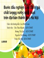 bước đầu nghiên cứu đánh giá chất lượng nước sinh hoạt trên địa bàn thành phố hà nội