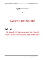 Báo cáo tốt nghiệp: Thực trạng và các giải pháp giải quyết ô nhiễm môi trường làng nghề xã Hữu Bằng ppt