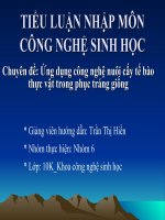 Ứng dụng công nghệ nuôi cấy tế bào thực vật trong phục tráng giống ppsx