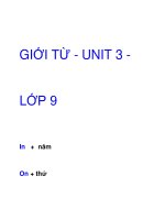 GIỚI TỪ - UNIT 3 - LỚP 9 docx