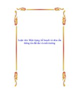 Luận văn Hiện trạng, kế hoạch và nhu cầu thông tin đất đai và môi trường