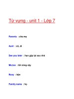 Từ vựng - unit 1 - Lớp 7 ppt