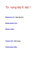 Từ vựng lớp 9 bài 1 pps