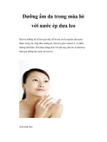 Dưỡng ẩm da trong mùa hè với nước ép dưa leo pptx