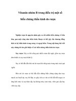 Vitamin nhóm B trong điều trị một số biến chứng thần kinh do rượu pps