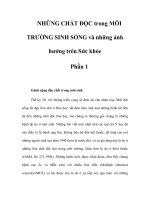 NHỮNG CHẤT ĐỘC trong MÔI TRƯỜNG SINH SỐNG và những ảnh hưởng trên Sức khỏe - Phần 1 pptx