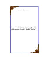 Đề tài Chính sách tiền tệ thực trạng và giải pháp hoàn thiện chính sách tiền tệ ở Việt Nam