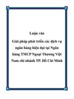 Luận văn Giải pháp phát triển các dịch vụ ngân hàng hiện đại tại Ngân hàng TMCP Ngoại Thương Việt Nam chi nhánh TP. Hồ Chí Minh