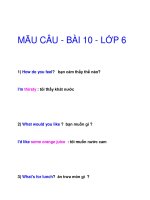MẪU CÂU - BÀI 10 - LỚP 6 ppt